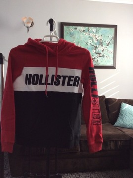 Bluza Hollister rozmiar L czerwono-biało-czarna