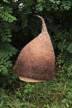 czapki do sauny ręcznie filcowane - brąz ombre