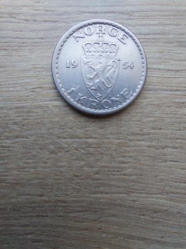 Norwegia 1 krone 1954 stan II