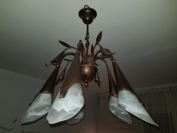 Żyrandol + lampa stojąca i 4 kinkiety