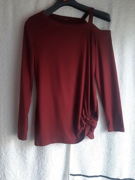 Ciekawa burgundowa bluzeczka,65 % bawełna, r.M/L