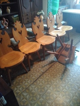 Krzesła PRL  drewno-jesion