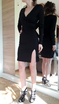 Sukienka mała czarna H&M z rozcięciem rozmiar S 36