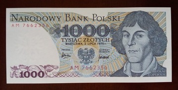 1000 zł złotych - 1975 r. seria AM - stan 1 UNC 
