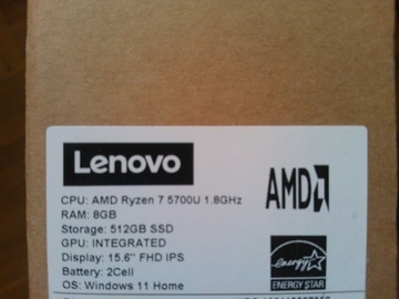 Laptop Lenovo IdeaPad 3 Ryzen7 5700U 8/512GB Win11