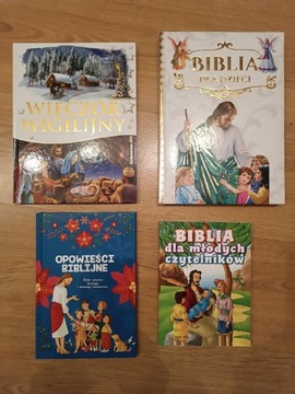 Zestaw 4 książek dla dzieci: Biblia, Wigilia itp.