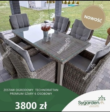 Nowe meble ogrodowe technorattan Premium szary 6os