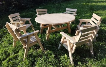 Zestaw ogrodowy - jesion- stół +6 krzeseł/foteli