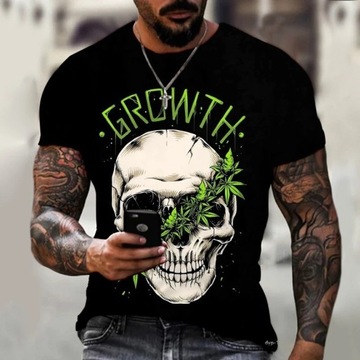 Koszulka męska t-shirt XL XXL marihuana czaszka 3D