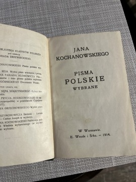 Jana Kochanowskiego Pisma Polskie Wybrane 1914