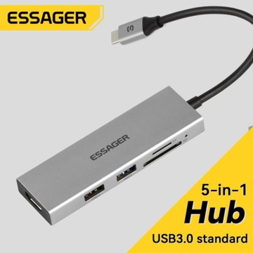 NOWY Essager 5 w 1 USB C Hub, HDMI 4k60hz