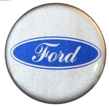 Naklejka FORD srebrna niebieskie logo 50mm