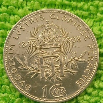 1908 Austria srebrnych 1 korona  RZADKA