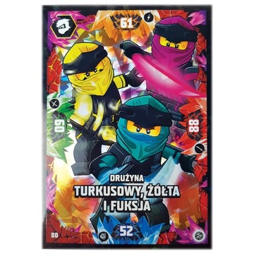 Karta LEGO Ninjago S8 80 Drużyna Turkusowy, Żółta 