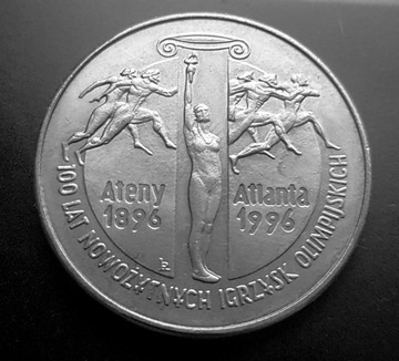 1995, moneta okolicznościowa 2 zł 100 lat nowożytnych Igrzysk Olimpijskich