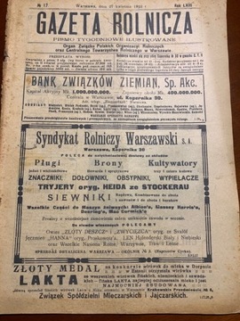 Gazeta Rolnicza  No 17.   1923 r