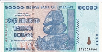 Orginał: 100 Trylionów Dolarów Zimbabwe UNC 2008
