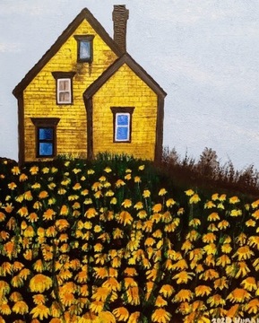 Obraz akrylowy- Żółty domek
