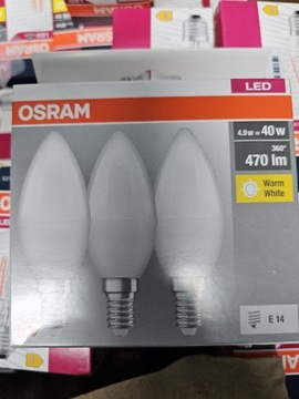 3 x żarówka LED E14 4,9W (40W) 470lm OSRAM