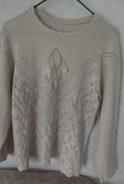 Sweter damski ażurkowy kremowy rozmiar M