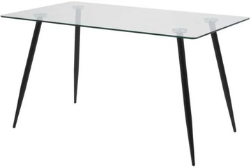 Stół  szklany czarne metalowe nogi 140 x 80 cm