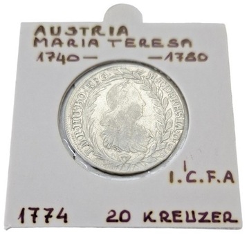 20 Kreuzer 1774 I.C.F.A - MARIA TERESA - SREBRO