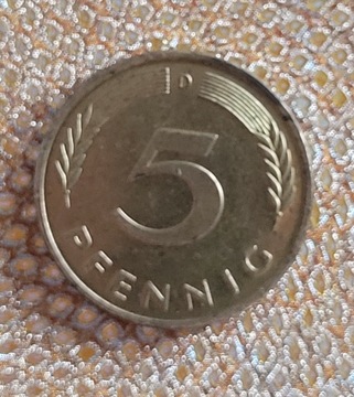 Moneta 5 Pfennig  z 1989r.