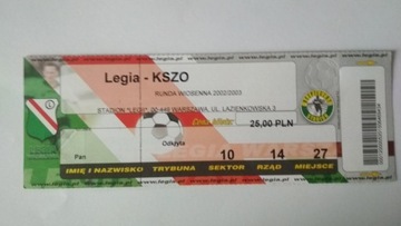 Bilet Legia Warszawa - KSZO Ostrowiec 2002/2003