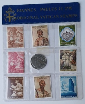 Watykan - Jan Paweł II - zestaw znaczków + moneta