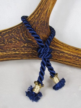 Bransoletka ze sznurka granat koraliki złoty węzeł