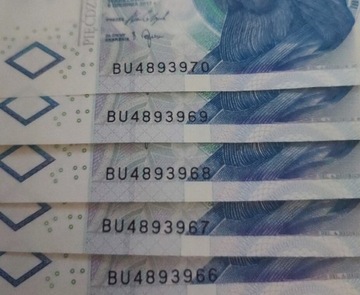 5x banknot 50zl seria BU - numery kolejno 