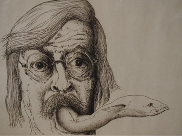 Günter Grass - akwaforta sygnowany autoportret