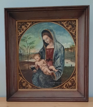 Obraz olejny na desce "Madonna z Dzieciątkiem"