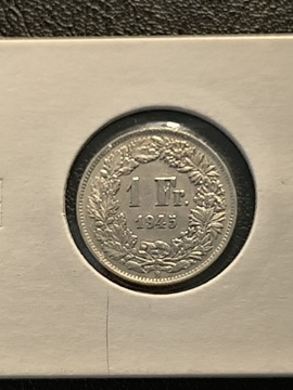 1 FRANK SZWAJCARSKI 1945 ROK SREBRO 0.835