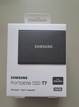 Dysk zewnętrzny SSD Samsung T7 500GB, szary - NOWY