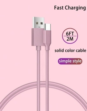 Kabel USB - C - różowy lub czerwony - 1.7m