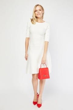 Nowa sukienka biała M L 38 40 midi rozkloszowana p