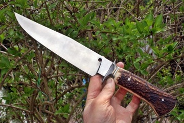 Nóż Bushcraft. stal D2 róg jelenia 37 cm