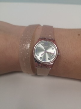 Idealny stan Zegarek swatch lady podwójny brokat