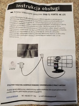 Antena telewizyjna pokojową DVB-T2 FORTIS 4K LTE