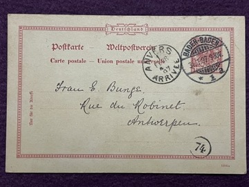 Karta pocztowa Baden-Baden, Anvers 1897r.