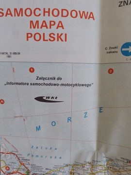 Samochodowa mapa Polski 1991