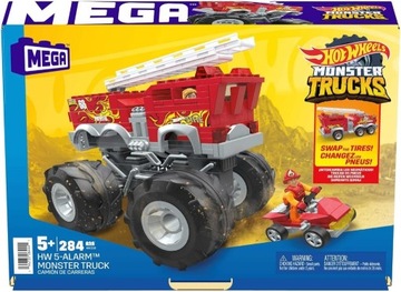 MEGA HOT WHEELS KLOCKI MONSTER TRUCK ALARM  STRAŻ