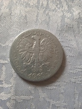 Moneta Rybak 5 złoty PRL 1960r.