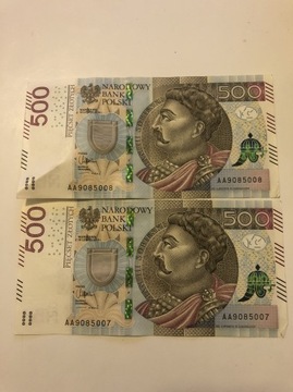 Sprzedam dwa banknoty 500zl.