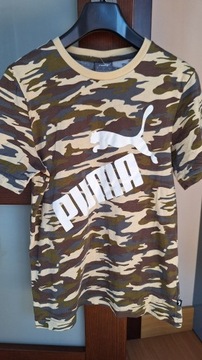 T-shirt S Puma moro bawełna logo napis