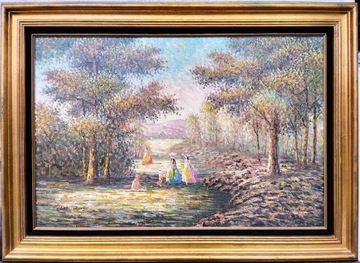 Olej na płótnie 62x92 cm w ramie drew. 110x82cm.