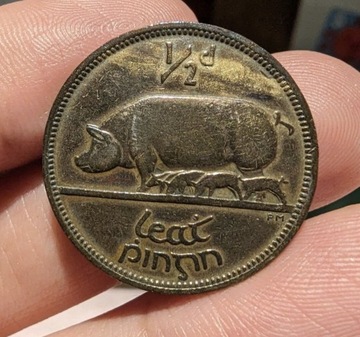 1/2 pensa 1940 piękna Stara moneta