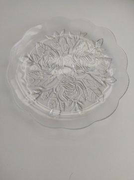 Patera szklana do ciasta w róże 24,5 cm