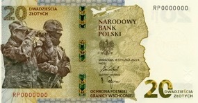 Banknot 20 złotych Ochrona Granic Polski z 2022